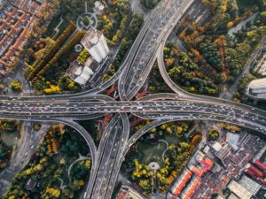 Highway interchange as seen from above