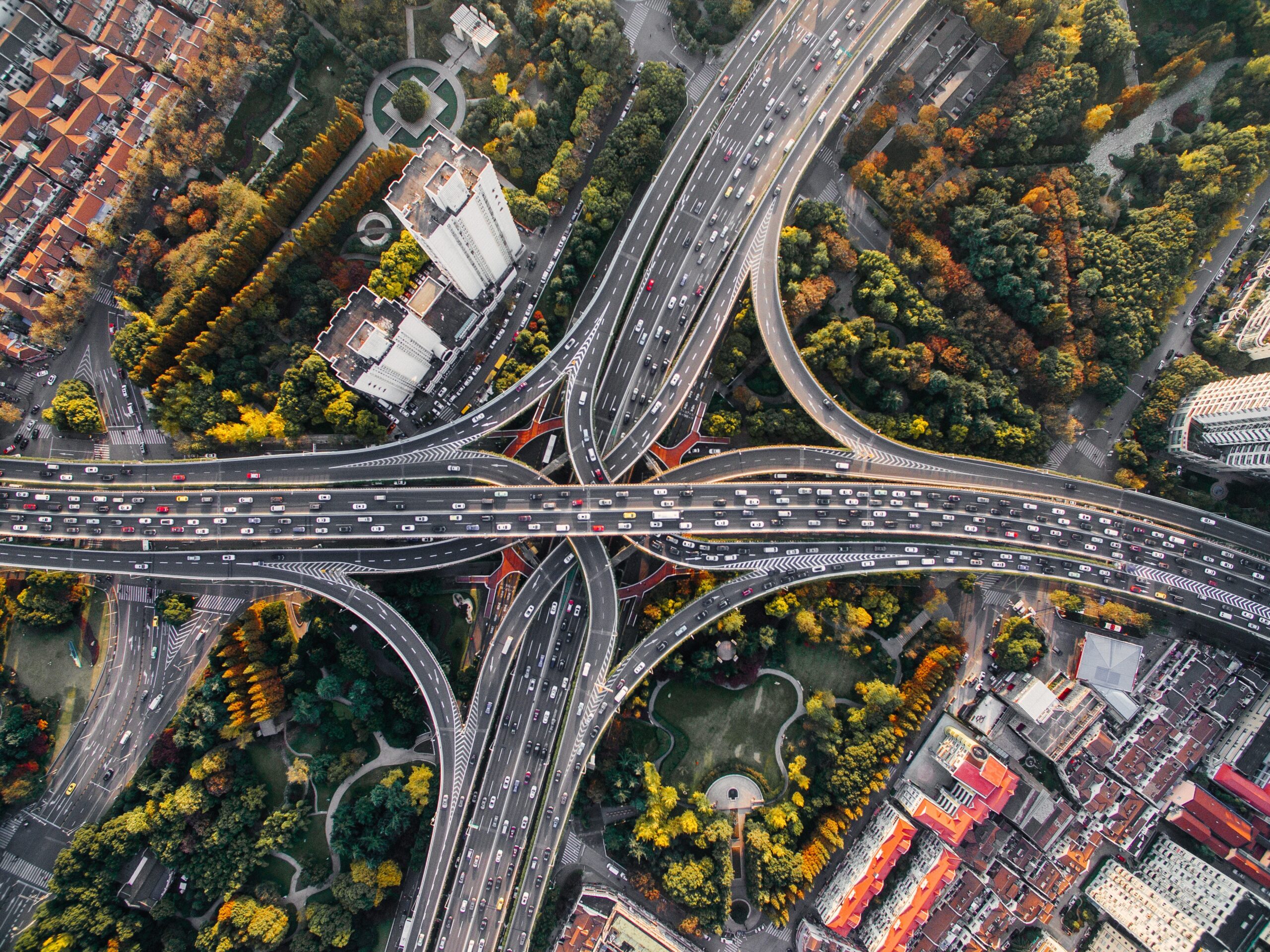 Highway interchange as seen from above